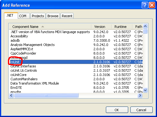 Add Reference dialog